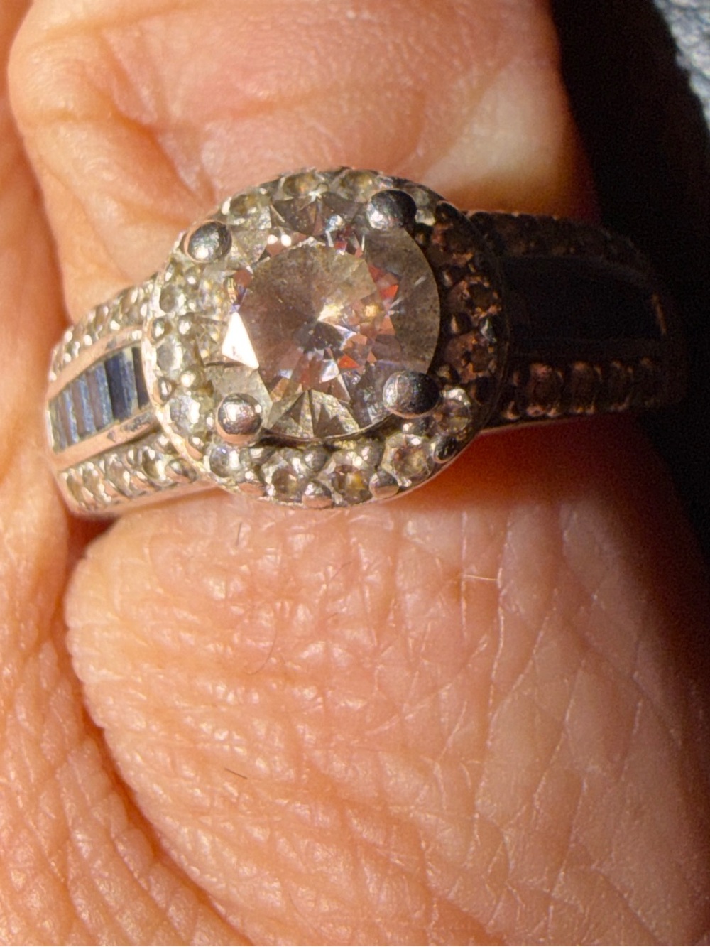 Diamonique stimulant diamond sterling silver ring size 6 1/2